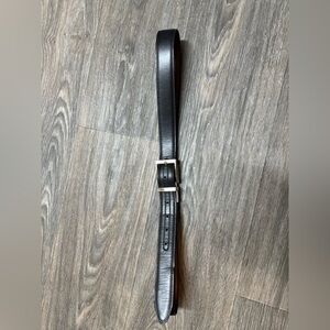 Black and Brown Reversible Leather Belt with Textured Finish